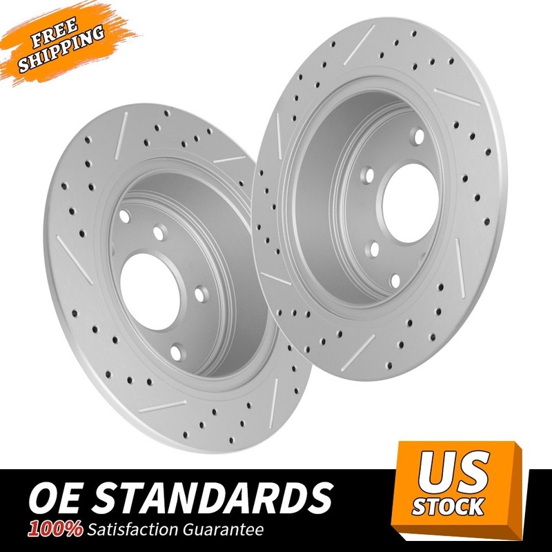 280mm Front & 291mm Rear Drilled Disc Brake Rotors for 2013 - 2016 Nissan Sentra gallery