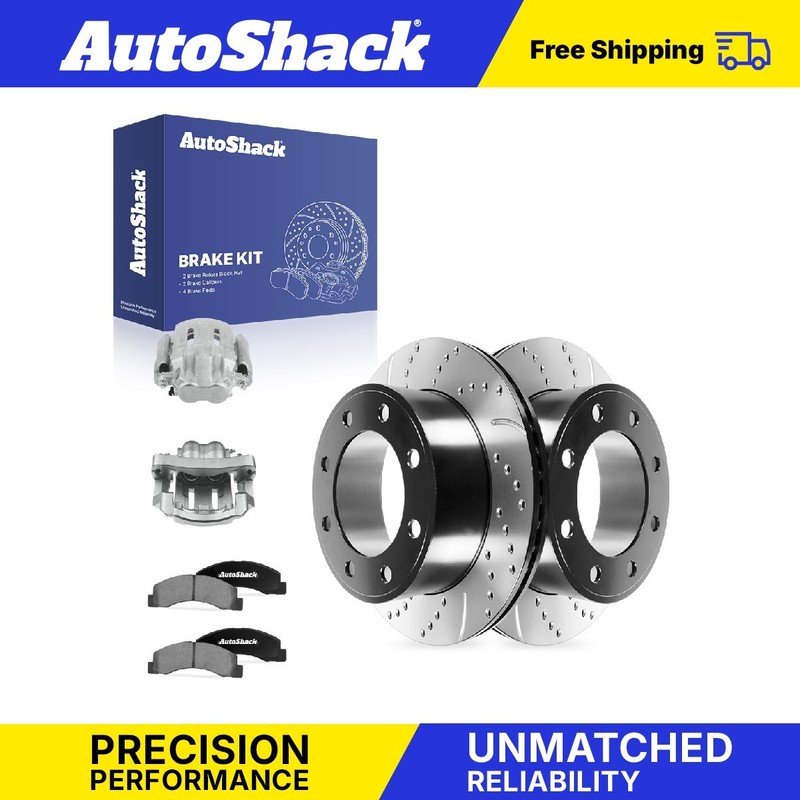 Front Drilled Slotted Brake Rotor Pad Caliper for 2000-2005 Ford Excursion