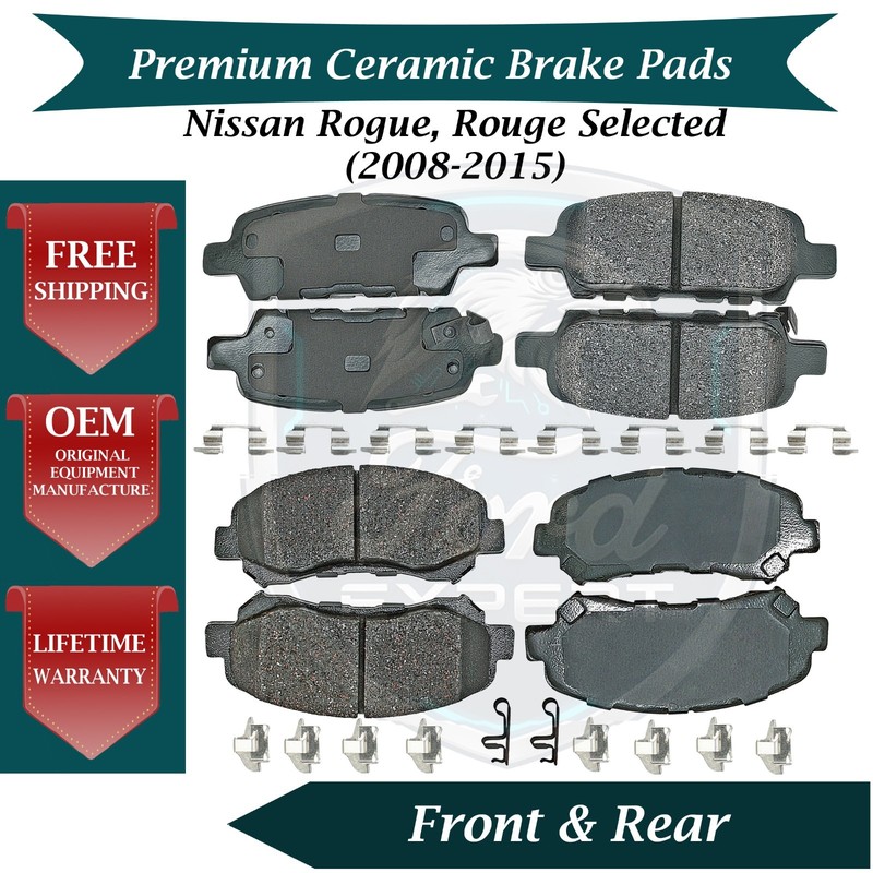 Akebono OEM Front & Rear Brake Pads Kit For 2008-2015 Nissan 9 Yr Warranty