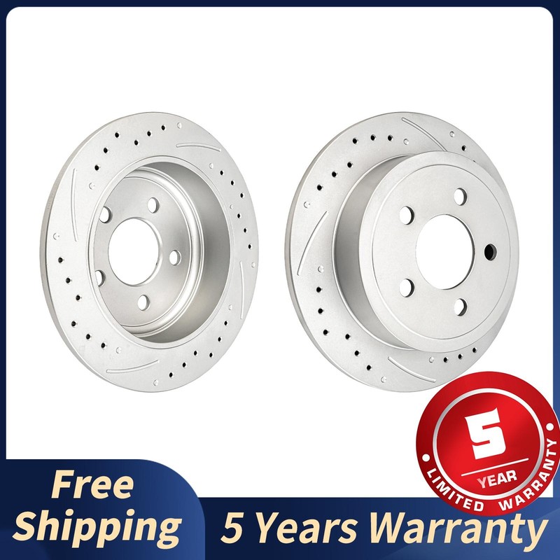 Rear Drilled Slotted Rotors Fits 2003-2007 Jeep Liberty 2003-2006 Wrangler 2PC
