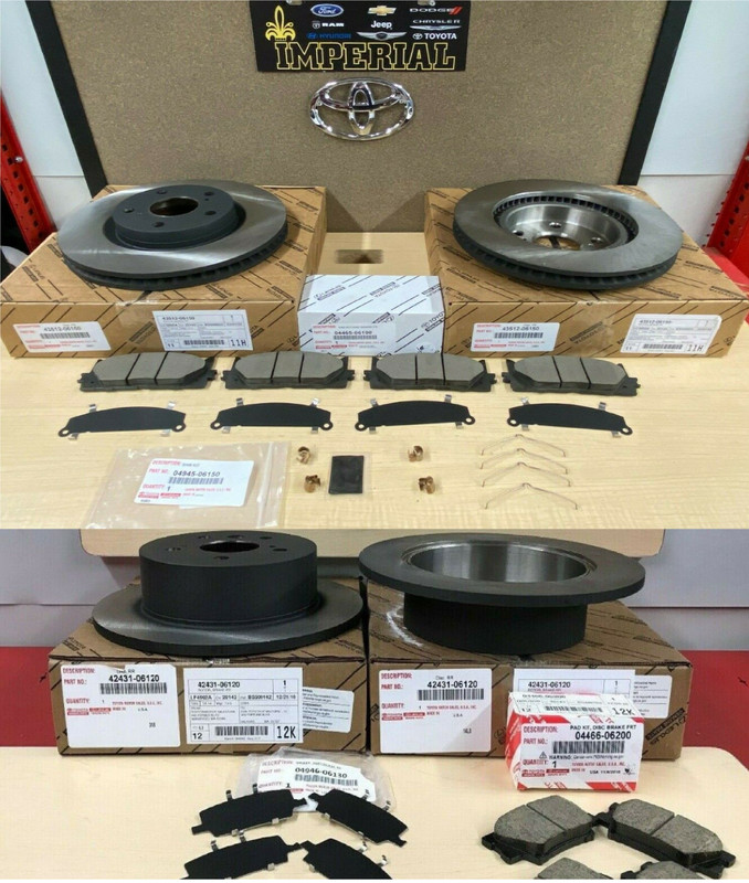 2013-2018 TOYOTA AVALON GENUINE OEM NEW FRONT & REAR BRAKE ROTORS PADS & SHIMS