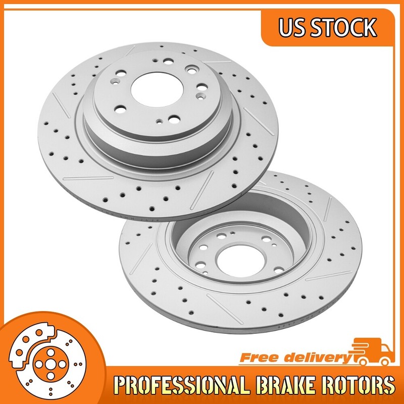 For 2009 2010 2011 2012 2013 2014 Acura TL Pair Rear Drilled Disc Brake Rotors
