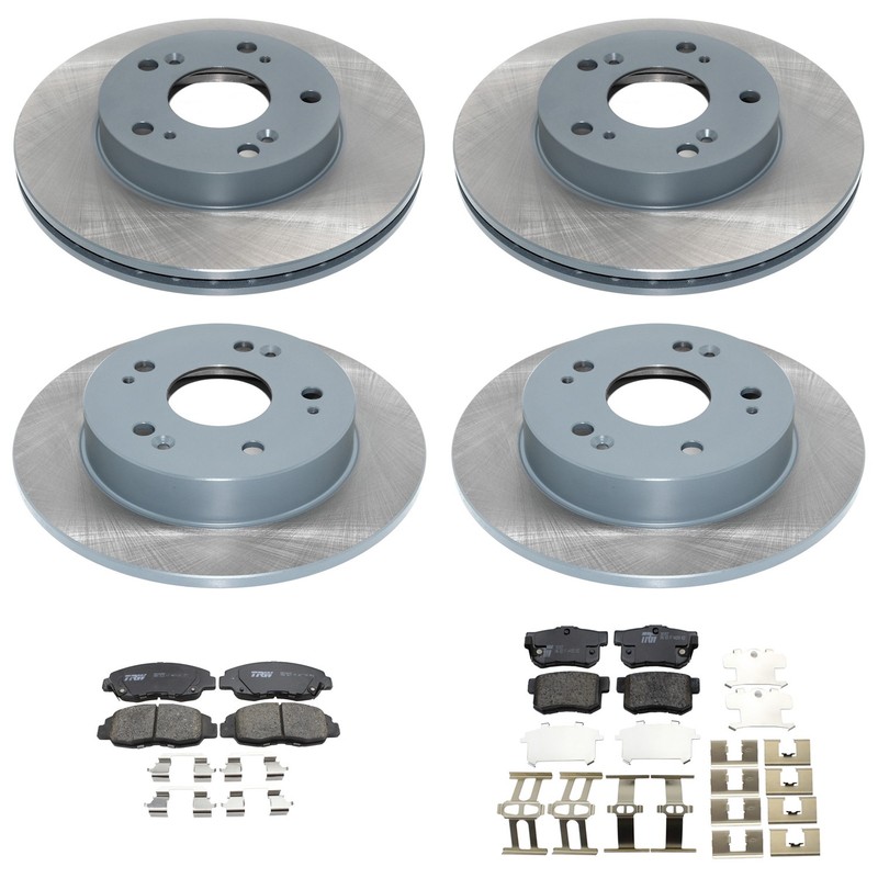 DuraGo Front Rear Disc Brake Rotors TRW Ceramic Pads Kit for Honda Civic L4 FWD