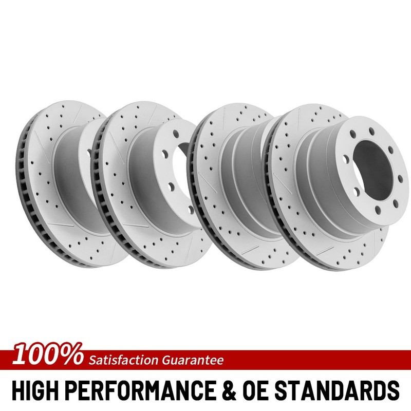 Front Rear Drilled Brake Rotors For 2003-2008 Dodge Ram 1500/Ram 2500/Ram 3500