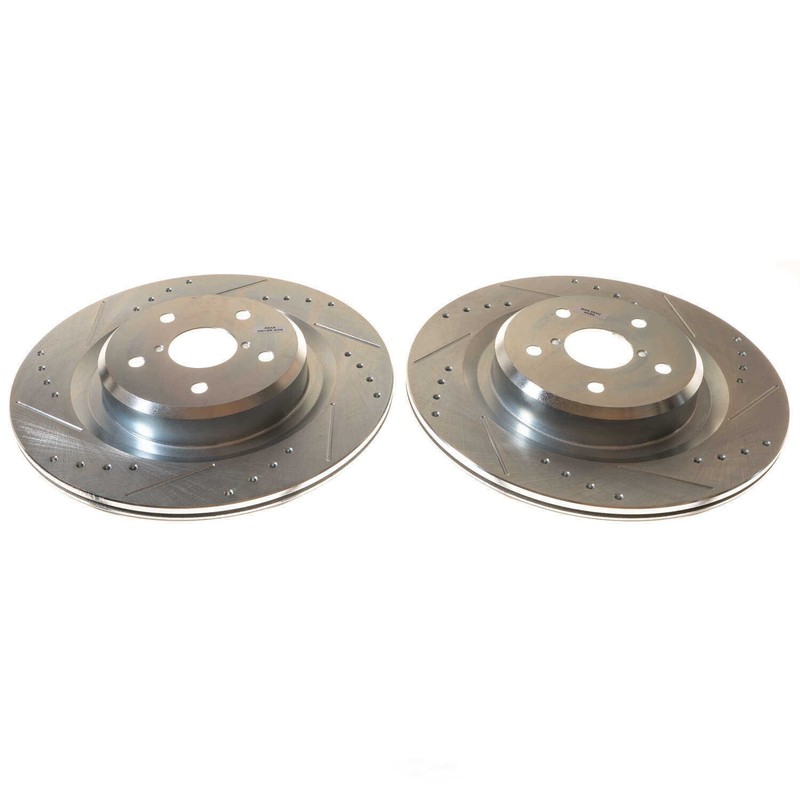 Disc Brake Rotor Set-Rear Drilled, Slotted and Zinc Plated Brake Rotor Pair