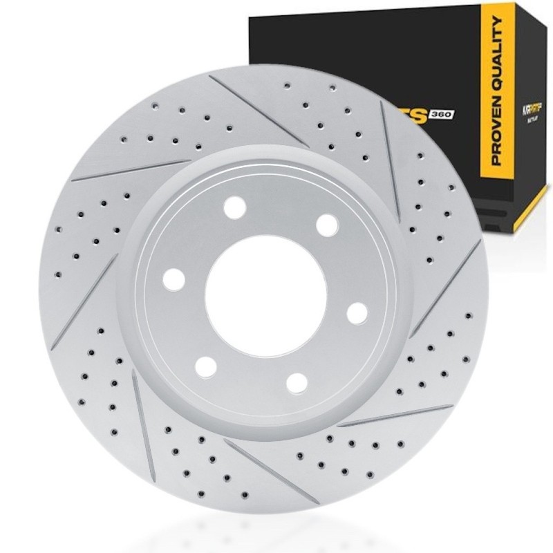 For Nissan Armada 2007-2015 Brake Rotor Passenger Side Front Drilled And Slotted