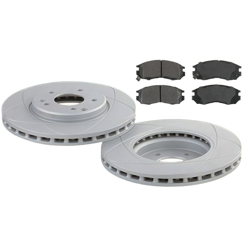 Rear Slotted Disc Brake Rotors & Pads for VW Jetta, Rabbit, Golf, Audi A3; 260mm