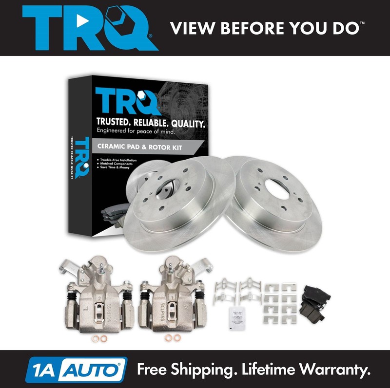 TRQ Rear Brake Calipers Ceramic Pads & Rotors Fits 2007-2013 Suzuki SX4