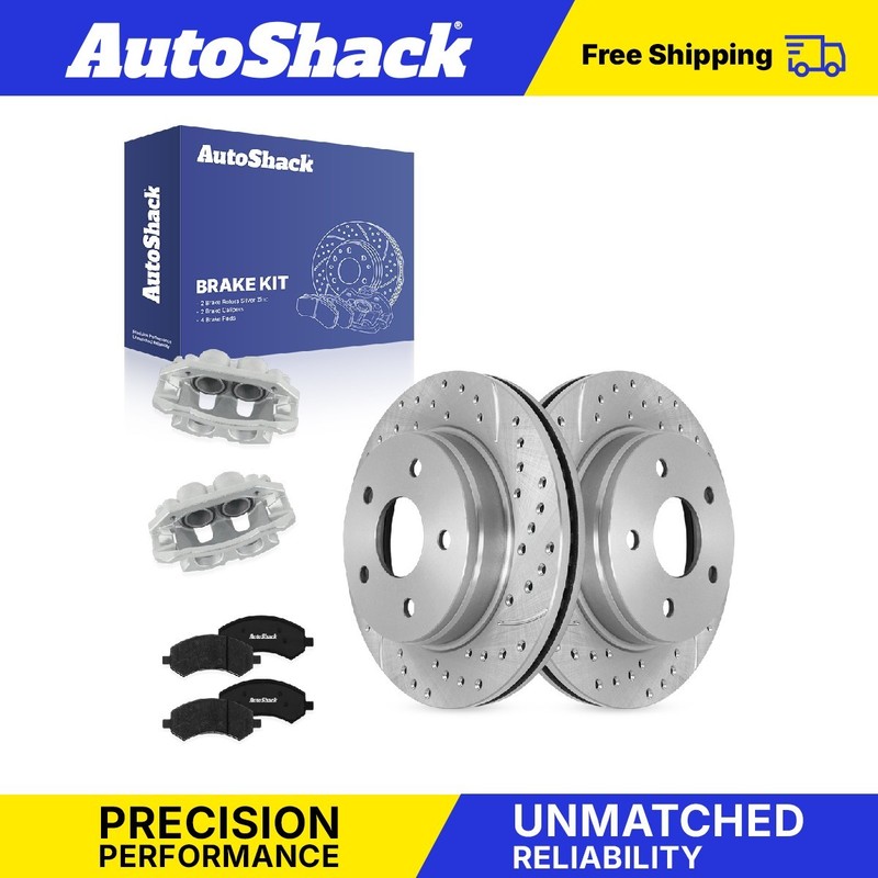 Front Drilled Slotted Brake Rotors Premium Pads Calipers for Ram, 1500 2011-2018