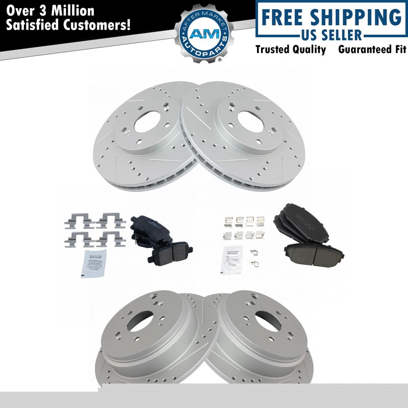 Front & Rear Performance Drilled Slotted Rotor & Ceramic Brake Pad Kit