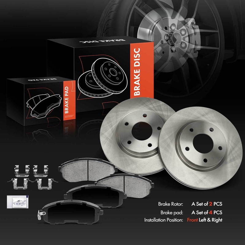 Front Driver & Passenger Side Disc Brake Rotor Brake Pad for Nissan Sentra 13-17 gallery