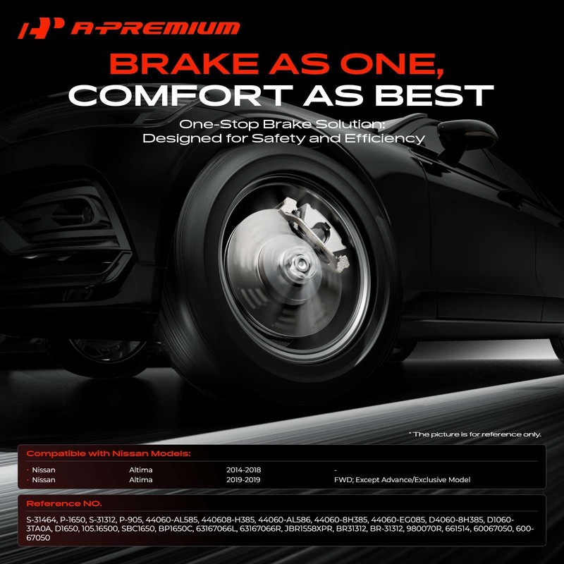 Front & Rear Drilled Brake Rotor for Nissan Altima 2014 2015 2016 2017 2018 2019 gallery