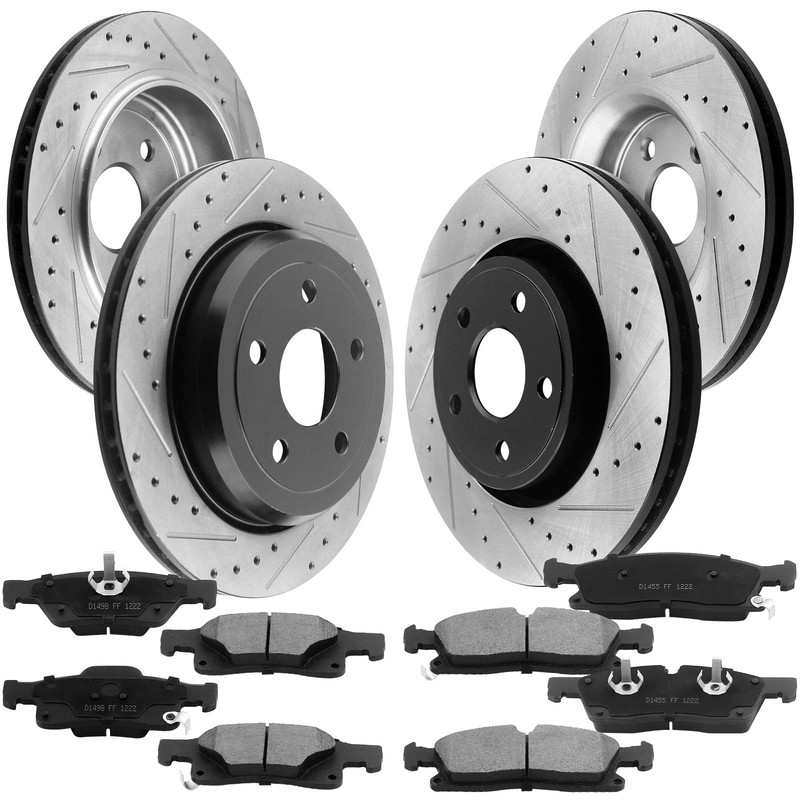 Front Rear Drilled Brake Rotors and Brake Pads For Durango Jeep Grand Cherokee