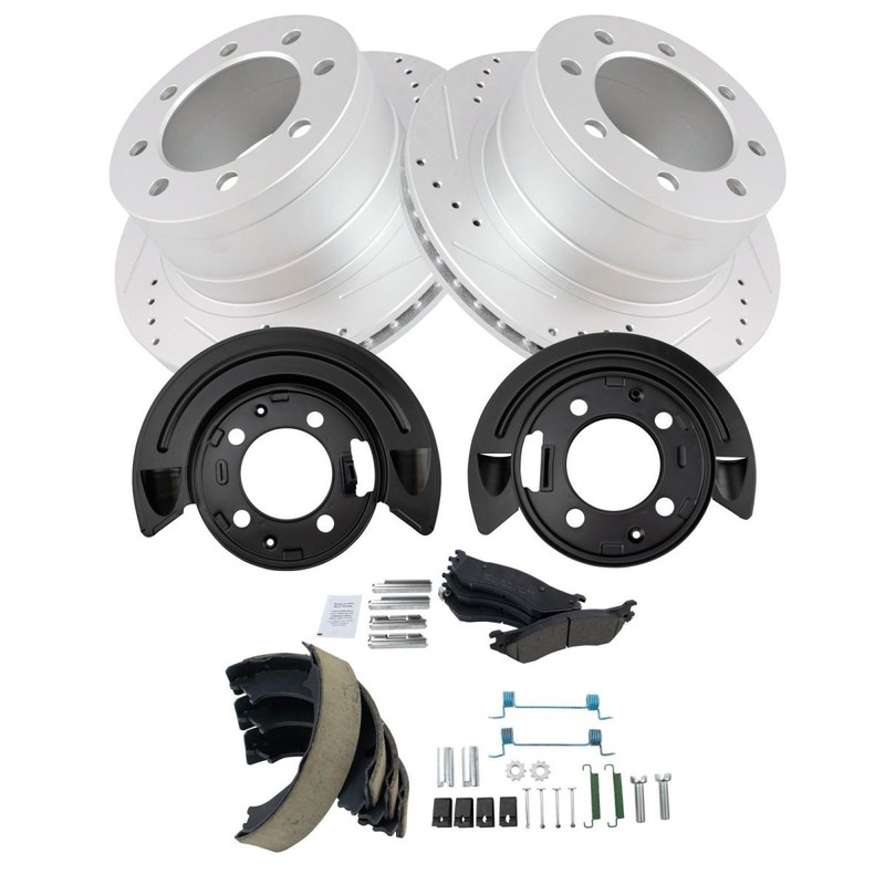 Rear Ceramic Brake Pad, Performance Rotor, Parking Shoe, Dust Shield Kit for Ram gallery
