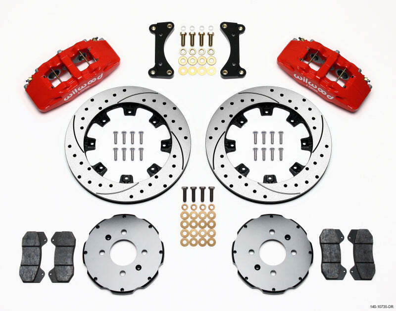 Wilwood Dynapro 6 Front Hat Kit 12.19in Drilled Red Fits 94-01 Honda/Acura w/262