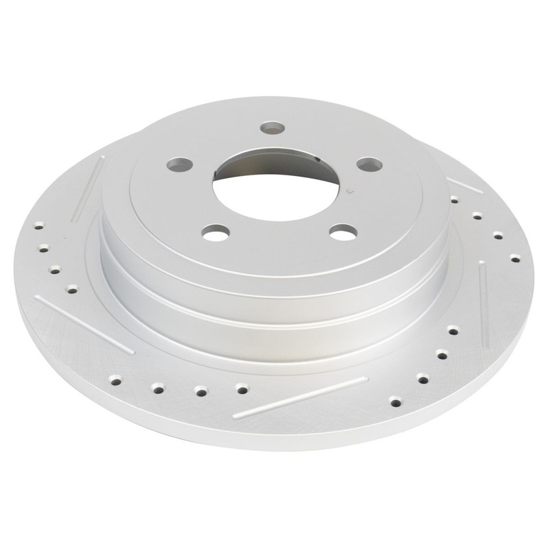 TRQ Rear Performance Cross Drilled Slotted G-Coated Rotor Kit Pair for Ford SUV gallery