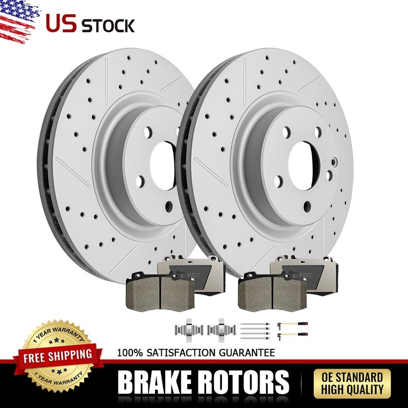 Front Drilled Rotors and Brake Pads Set for Mercedes-Benz E550 RWD CLS500 CLS550