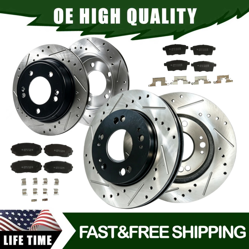 320mm Front Rear Drilled Slotted Rotors Brake Pads Fit Mazda CX-9 2013 2014 2015