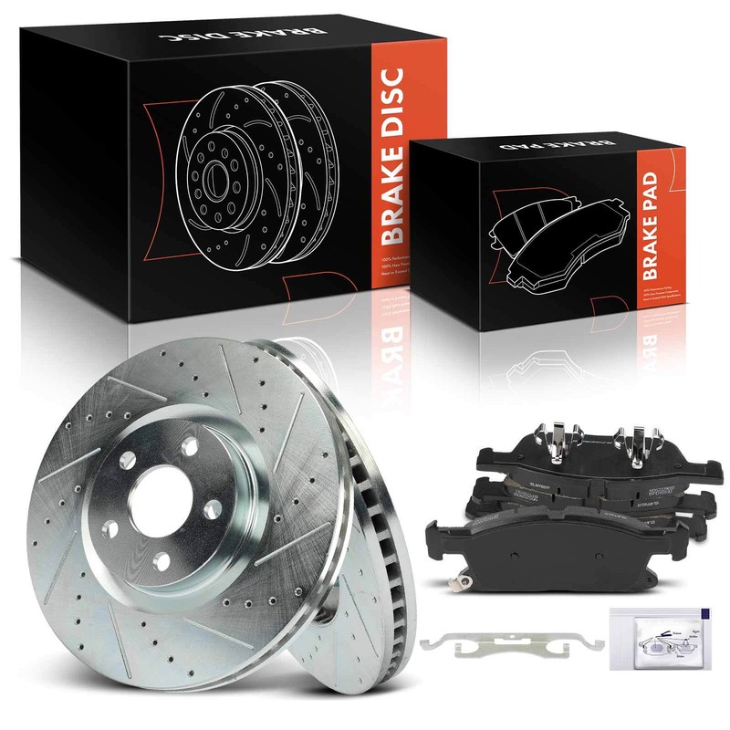Drilled Brake Rotor & Ceramic Brake Pads for Ford Edge 2015-2020 Lincoln Front